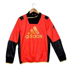 Adidas Red Black and Gold Logo Windbreaker Pullover Jacket men's size medium